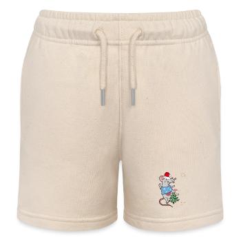 Weihnachtsmaus mit Tannenbaum - Kinder Organic Joggingshorts Mini Bolter von Stanley/Stella - Natur - Vorne