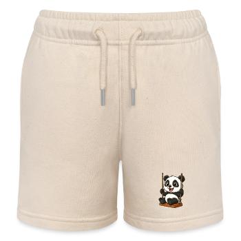 Süßer Panda auf der Schaukel Cartoon Spielplatz - Kinder Organic Joggingshorts Mini Bolter von Stanley/Stella - Natur - Vorne