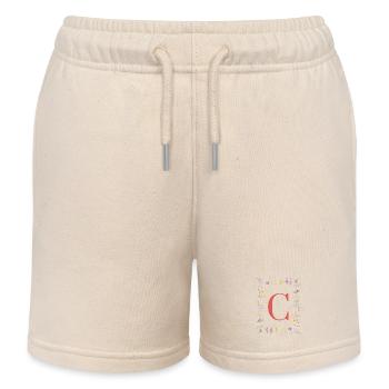 Initiales florales « C », monogramme de lettres - Short de jogging enfant bio Stanley/Stella - écru doux - Devant