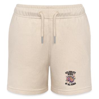 Neurodivergent Brain – ADHD & Autism Flowers - Kids Organic Sweat Shorts by Stanley/Stella - soft Ecru - Front