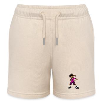 Australian Shepherd Fussball - Kinder Organic Joggingshorts Mini Bolter von Stanley/Stella - Natur - Vorne