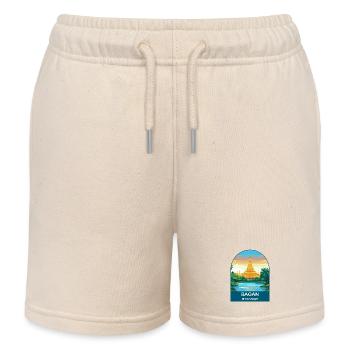 Bagan Myanmar Tempel Vintage-Reiseplakat - Kinder Organic Joggingshorts Mini Bolter von Stanley/Stella - Natur - Vorne
