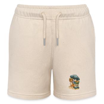 Treats Over Tides Strandhund-Design - Kinder Organic Joggingshorts Mini Bolter von Stanley/Stella - Natur - Vorne