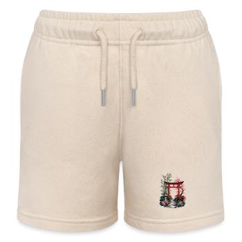 Japanese Garden Path - Kids Organic Sweat Shorts by Stanley/Stella - soft Ecru - Front