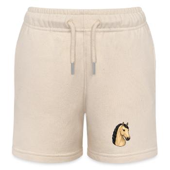 Isabella Lusitano Horse Portrait - Kids Organic Sweat Shorts by Stanley/Stella - soft Ecru - Front