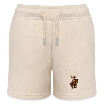 Katzen-Cowboy auf Pferdelauf - Kinder Organic Joggingshorts Mini Bolter von Stanley/Stella - Natur - Vorne