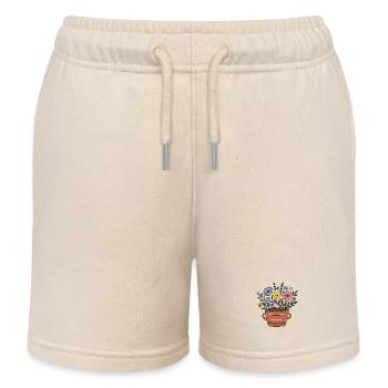 Blumen im Terrakotta-Topf - Kinder Organic Joggingshorts Mini Bolter von Stanley/Stella - Natur - Vorne