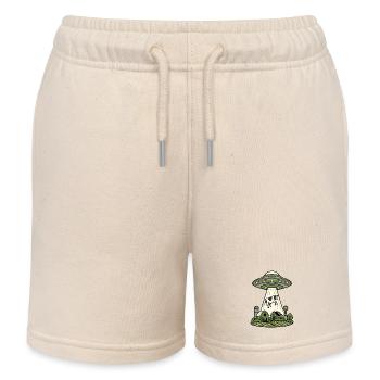 UFO Entführung Kuh Bauernhof Retro Sci-Fi Shirt - Kinder Organic Joggingshorts Mini Bolter von Stanley/Stella - Natur - Vorne