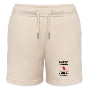 Marre des biberons, cadeau naissance, grossesse - Short de jogging enfant bio Stanley/Stella - écru doux - Devant