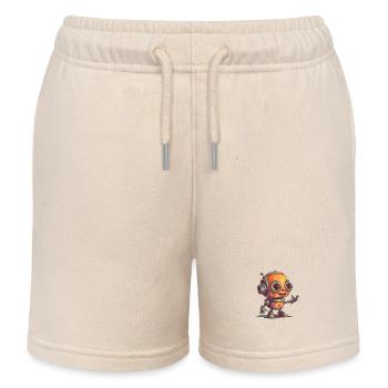 Cute waving robot technology friend - Kids Organic Sweat Shorts by Stanley/Stella - soft Ecru - Front