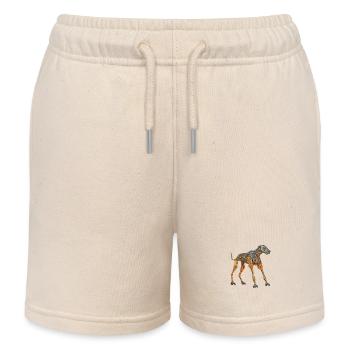 Doberman Cyborg Dog in Orange - Kids Organic Sweat Shorts by Stanley/Stella - soft Ecru - Front