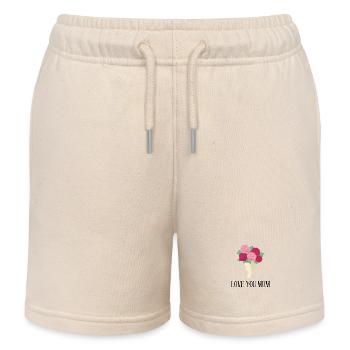 Love You Mum - Kids Organic Sweat Shorts by Stanley/Stella - soft Ecru - Front