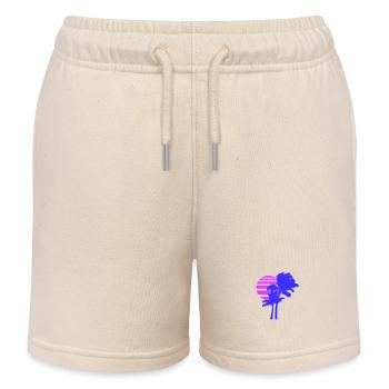 2 Palmen Insel Baum Streifen Sonne Sonnenuntergang - Kinder Organic Joggingshorts Mini Bolter von Stanley/Stella - Natur - Vorne