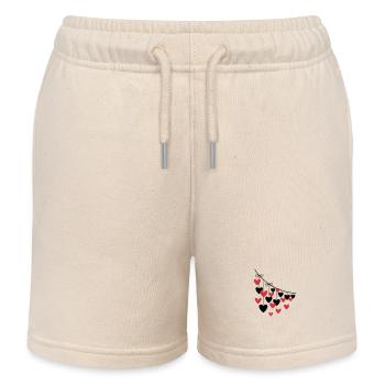 Heart Garland Many Hearts - Kids Organic Sweat Shorts by Stanley/Stella - soft Ecru - Front