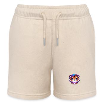 Cute Young Tiger Head with Cap - Kids Organic Sweat Shorts by Stanley/Stella - soft Ecru - Front