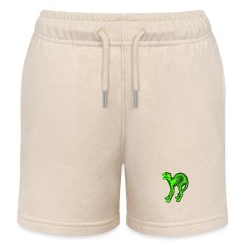 Skeleton Cat - Kids Organic Sweat Shorts by Stanley/Stella - soft Ecru - Front