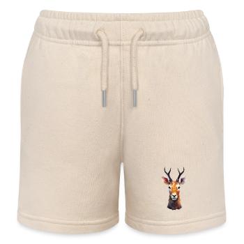 Deer and Roe Deer Polygon Art Design - Short de jogging enfant bio Stanley/Stella - écru doux - Devant
