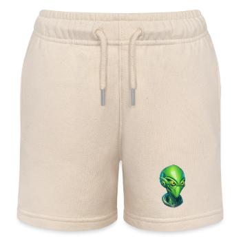Cool alien cyborg head - Kids Organic Sweat Shorts by Stanley/Stella - soft Ecru - Front