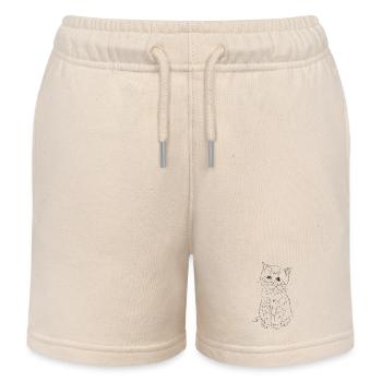 Shy kitten - Kids Organic Sweat Shorts by Stanley/Stella - soft Ecru - Front
