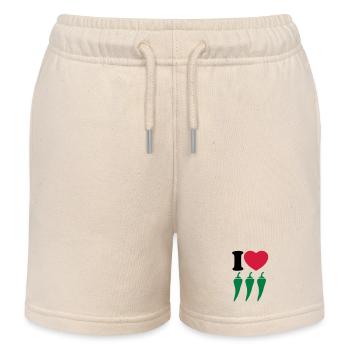 I love chili - Ich liebe Chili - Kinder Organic Joggingshorts Mini Bolter von Stanley/Stella - Natur - Vorne