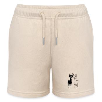 Funny Alpacas - 2 Alpacas Ultra Cute - Kids Organic Sweat Shorts by Stanley/Stella - soft Ecru - Front