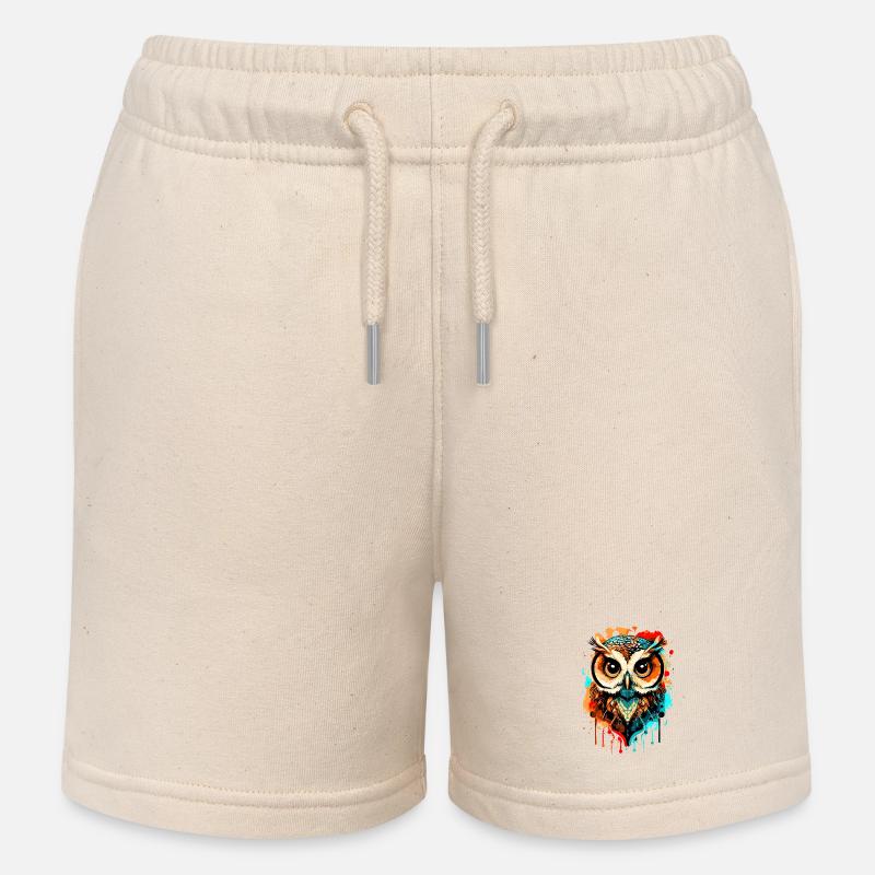 Eule Bunt - Nachteule - Schleiereule - Eulen Kauz - Kinder Organic Joggingshorts Mini Bolter von Stanley/Stella - Natur
