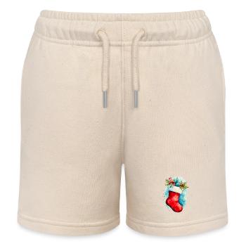 Chaussettes de Noël aquarelle - Short de jogging enfant bio Stanley/Stella - écru doux - Devant