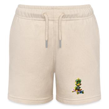 Skater Duck Hero auf Skateboard - Kinder Organic Joggingshorts Mini Bolter von Stanley/Stella - Natur - Vorne
