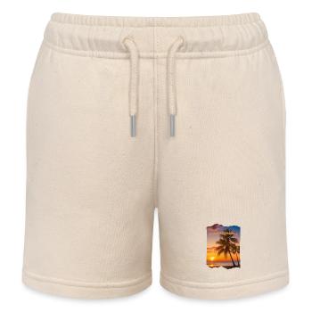Holiday Dreams - Beach with sunset - Kids Organic Sweat Shorts by Stanley/Stella - soft Ecru - Front