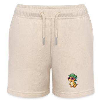 Kleiner süßer Baby Dino Stegosaurus mit Brille - Kinder Organic Joggingshorts Mini Bolter von Stanley/Stella - Natur - Vorne
