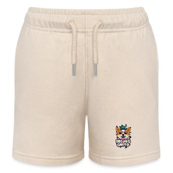 Corgi Spy Dog - Kids Organic Sweat Shorts by Stanley/Stella - soft Ecru - Front