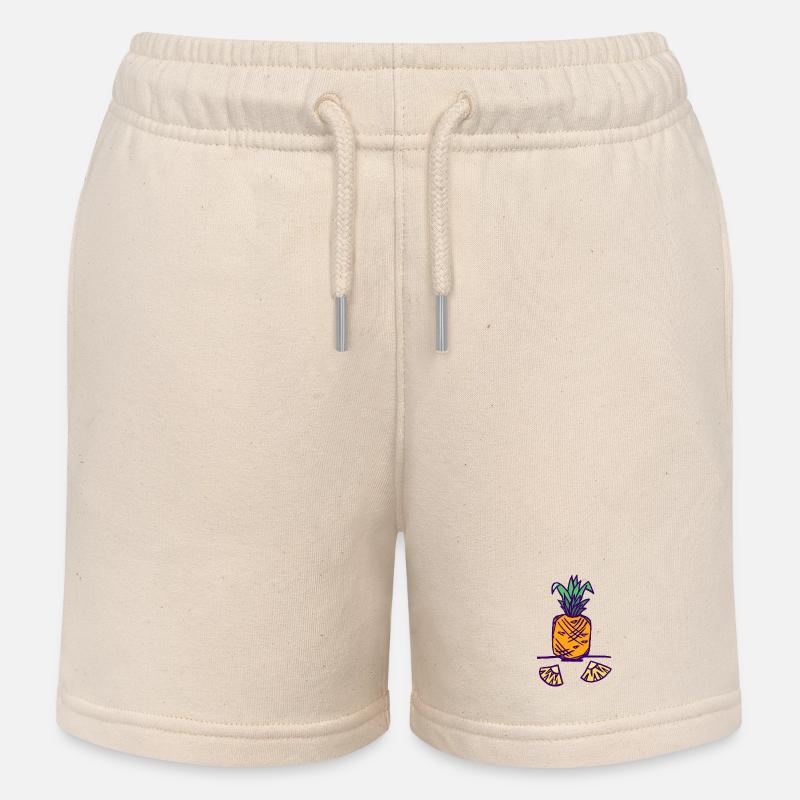 Pineapple with slices - Kids Organic Sweat Shorts by Stanley/Stella - soft Ecru