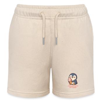 Niedlicher Pinguin mit Eistüte Design - Kids Organic Sweat Shorts by Stanley/Stella - soft Ecru - Front