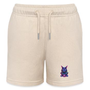 Cyber cat with futuristic design - Kids Organic Sweat Shorts by Stanley/Stella - soft Ecru - Front