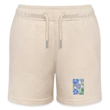 Fleurs de Bonne Humeur - Bleu - Short de jogging enfant bio Stanley/Stella - écru doux - Devant