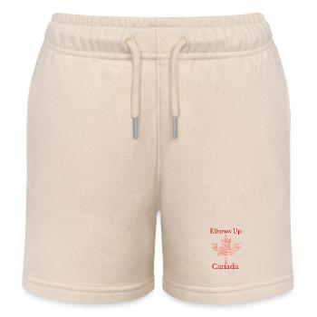 Elbows Up Canada Protest T-shirt  - Kids Organic Sweat Shorts by Stanley/Stella - soft Ecru - Front