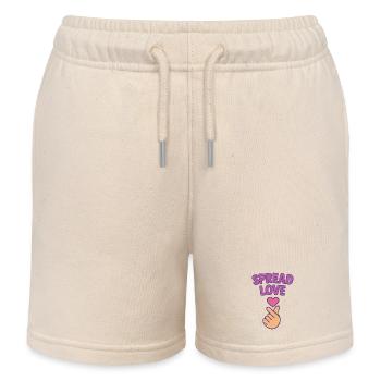 K-POP Spread Love: Heart Hand Gesture - Kids Organic Sweat Shorts by Stanley/Stella - soft Ecru - Front