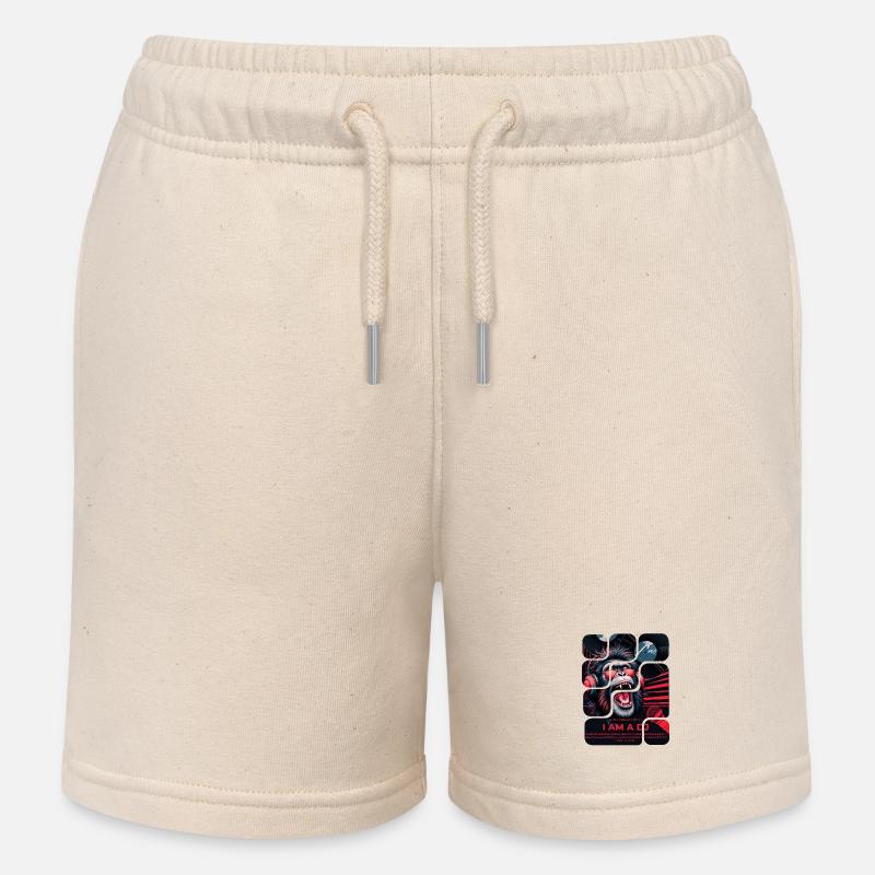 Singe DJ avec casque design néon - Short de jogging enfant bio Stanley/Stella - écru doux