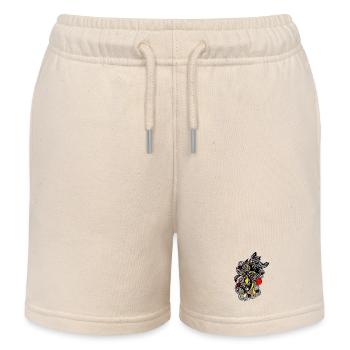 Schwarz Weiß Linienblumen Gelb Akzente - Kinder Organic Joggingshorts Mini Bolter von Stanley/Stella - Natur - Vorne