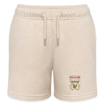 Attention squirrels, Christmas, presents - Kids Organic Sweat Shorts by Stanley/Stella - soft Ecru - Front