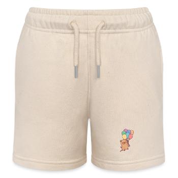 Niedlicher lächelnder Quokka, der mit Regenbogenballons fliegt - Kinder Organic Joggingshorts Mini Bolter von Stanley/Stella - Natur - Vorne