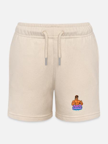 PUMPEN DIGGA Muskelheld Cartoon Bodybuilder - Kinder Organic Joggingshorts Mini Bolter von Stanley/Stella - Natur