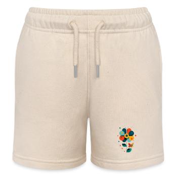 stylized flower with butterfly - Kids Organic Sweat Shorts by Stanley/Stella - soft Ecru - Front