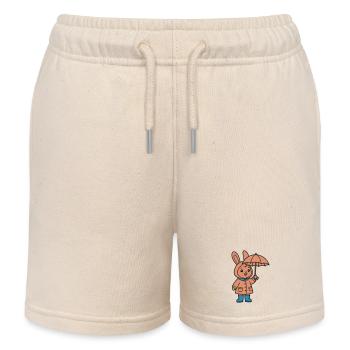 Cute Bunny Raincoat Umbrella - Kids Organic Sweat Shorts by Stanley/Stella - soft Ecru - Front