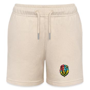 Lion sauvage coloré - Art couleurs Pop - Short de jogging enfant bio Stanley/Stella - écru doux - Devant