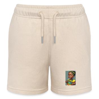 Fillette africaine colorée et joyeuse - Short de jogging enfant bio Stanley/Stella - écru doux - Devant