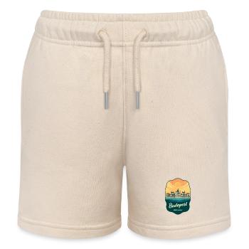 Budapest Parliament Vintage Sunset Badge - Kids Organic Sweat Shorts by Stanley/Stella - soft Ecru - Front