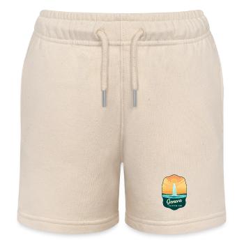 Geneva Jet d'Eau Vintage Travel Badge - Kids Organic Sweat Shorts by Stanley/Stella - soft Ecru - Front