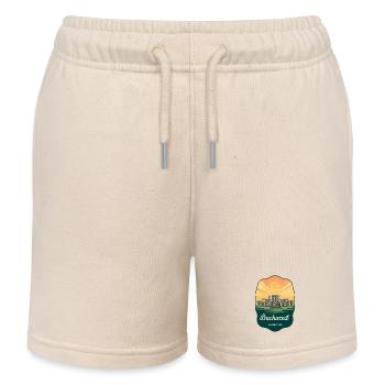 Bukarester Parlament Vintage Sunset Badge - Kinder Organic Joggingshorts Mini Bolter von Stanley/Stella - Natur - Vorne
