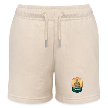 Dresdner Frauenkirche Vintage-Reiseabzeichen - Kinder Organic Joggingshorts Mini Bolter von Stanley/Stella - Natur - Vorne